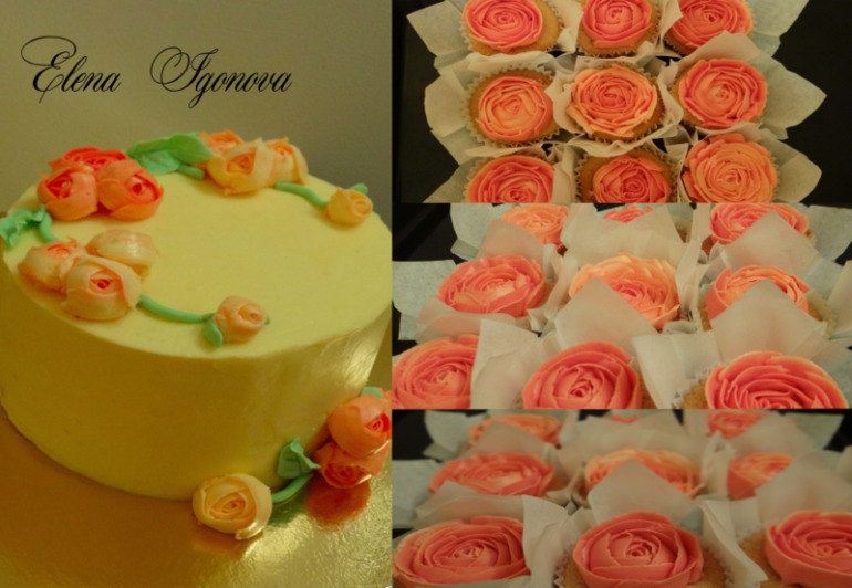 Маааленький тортик и капкейки.