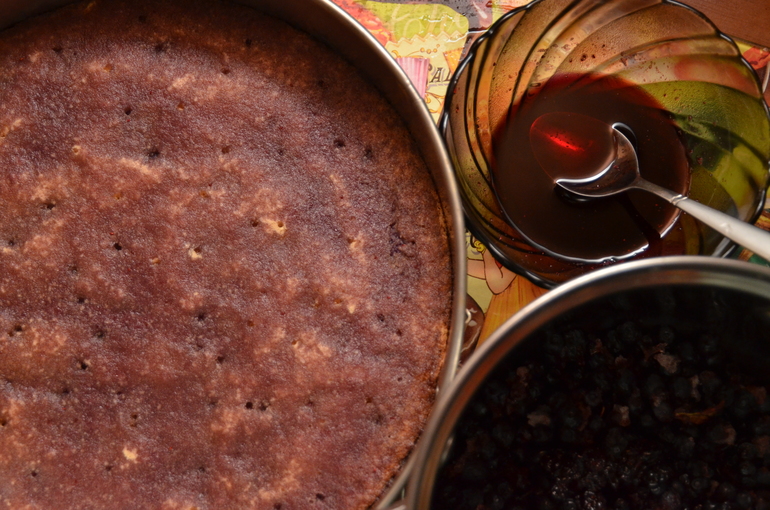 Чернично-панакотовый тортик