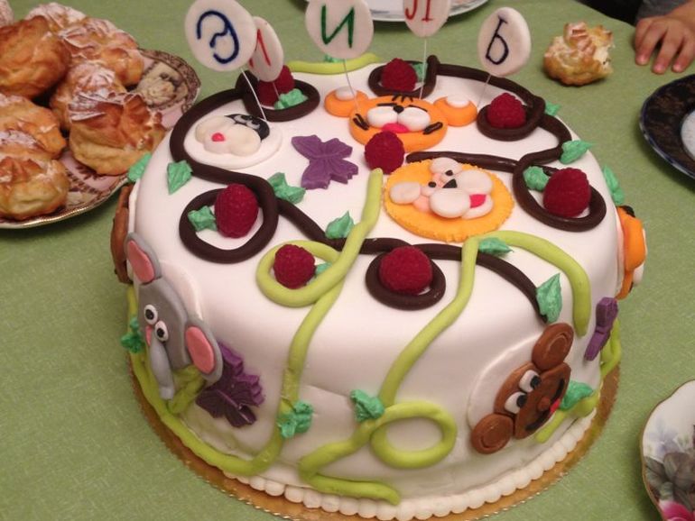 тортик с животными из ЗОО