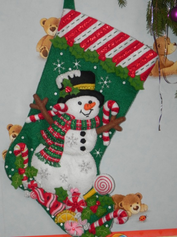 Новогодний сапожок "Candy Snowmen"