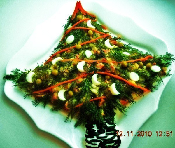 Как оформить новогодние салаты
