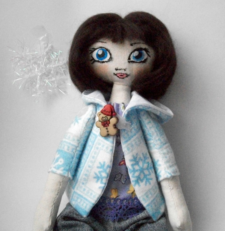 Зимняя куколка с котёнком