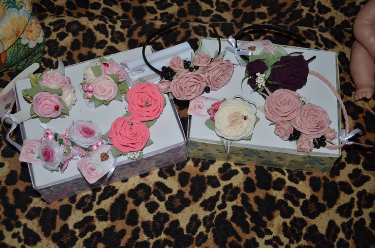 Ободочки, заколочки, резиночки))) hand made...Мой хвастик;)Рооозы, кругом одни розы)