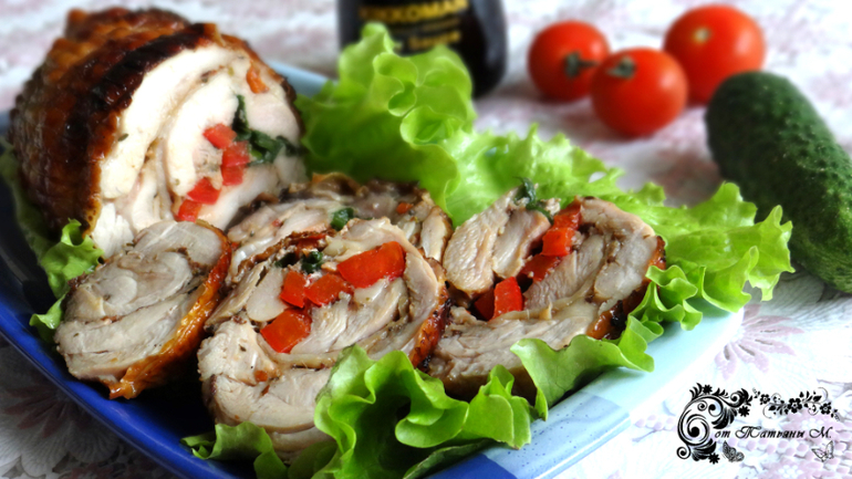 Горячий куриный рулет с дымком