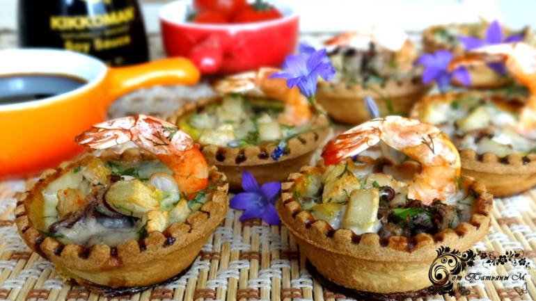 Закусочные тарталетки с морепродуктами