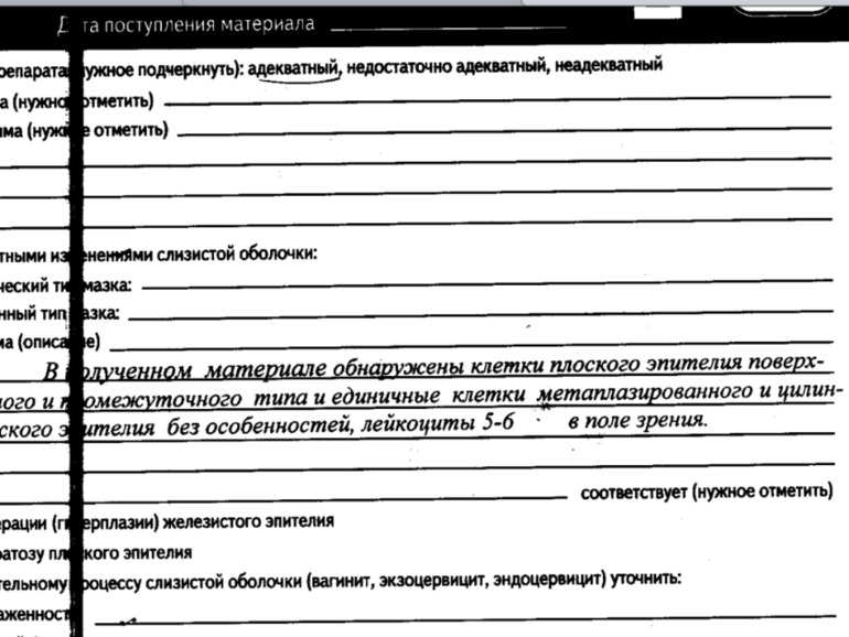 Помогите расшифровать результаты пап- теста!
