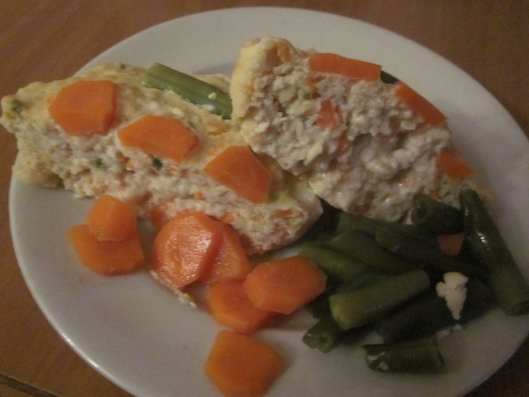 Паровое мясное суфле с овощами.