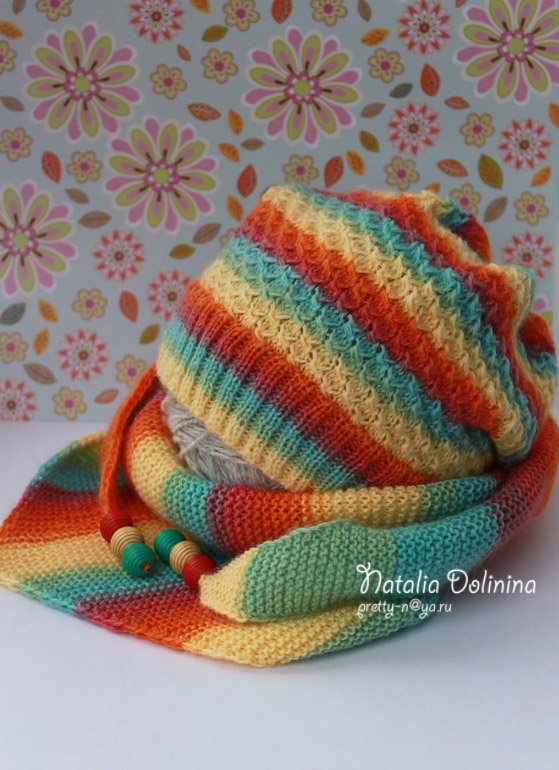 Радужный комплект шапка+шарф