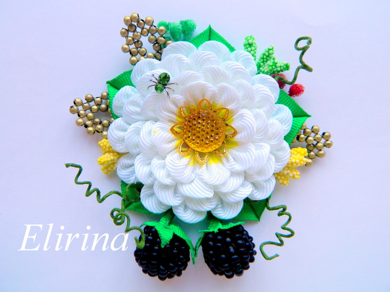 Еще один набор брошечка и повязочка с ежевичками)