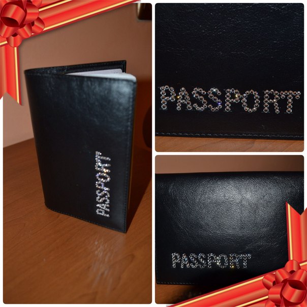 Кожаная обложка для паспорта с кристаллами Swarovski