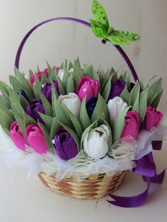 2 корзиночки тюльпанов