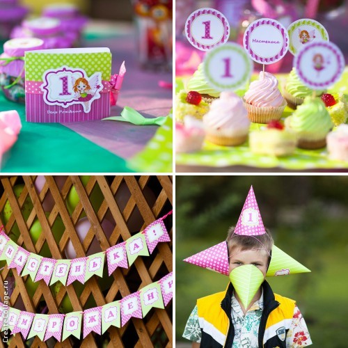 Оформление в розово-салатовом стиле с феечками