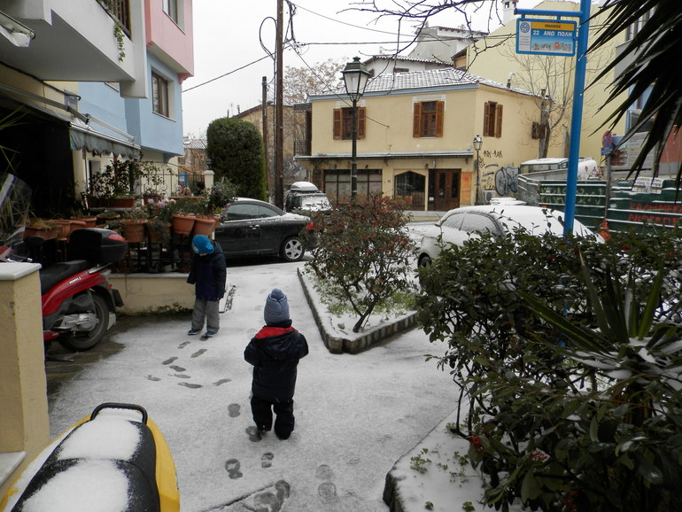 Салоники в снегу
