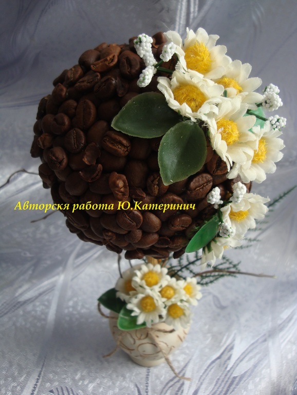 Кофейные топиарии с ромашками