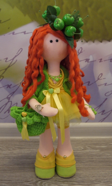 Текстильная куколка ручной работы Миранда. Рост 45 см. Продается.