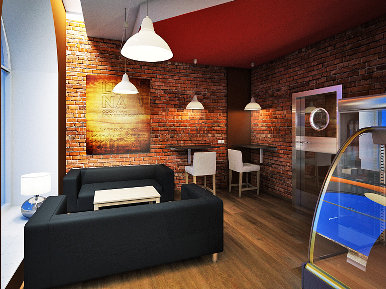 Дизайн проект Пиццерия!(3D Визуализация)Вот что получилось!