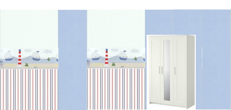 Сочетание обоев в детской