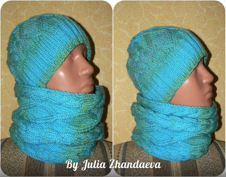 шапочка и снуд для яркой девушки