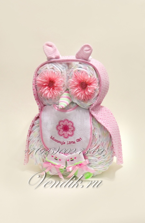 Сова из подгузников - подарок для девочки.