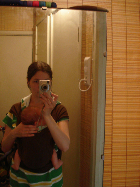 Трикотажный слинг, ребёнок 1,5 мес, КПК, второй опыт