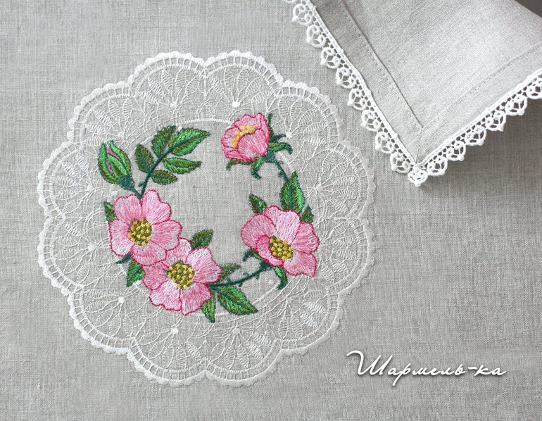 Моё последнее и шитье, и вышивка :). Комплект для кофе, чая льняной вышитый