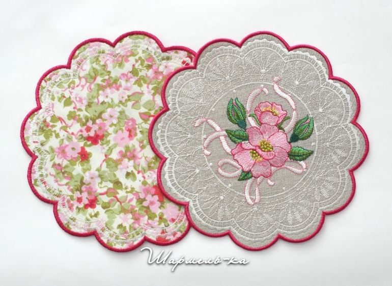 Моё последнее и шитье, и вышивка :). Комплект для кофе, чая льняной вышитый