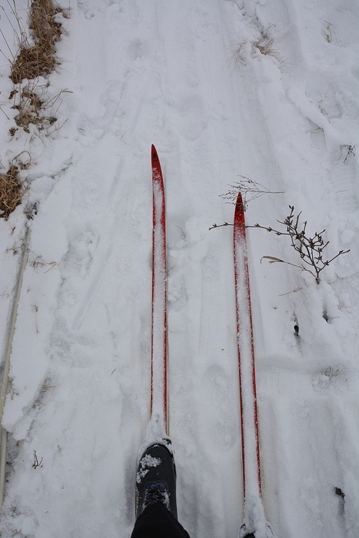 На лыжах - в мочаки)