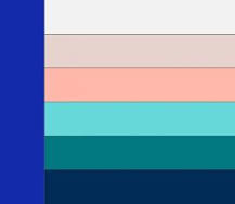 Спальня со стенами цвета циан и цвета компаньоны