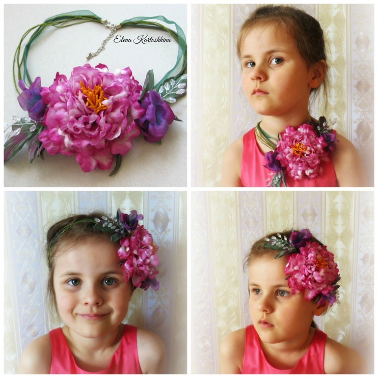 Колье/Брошь из шелка "Juliet "