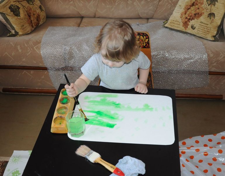 Птичий двор. Живопись+аппликация