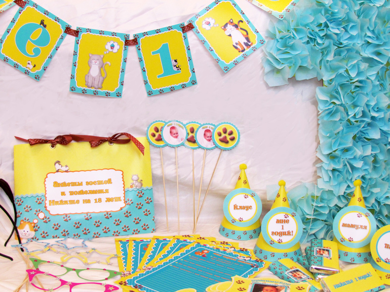 Набор в кошачьем стиле на Первый День Рождения Никиты!)