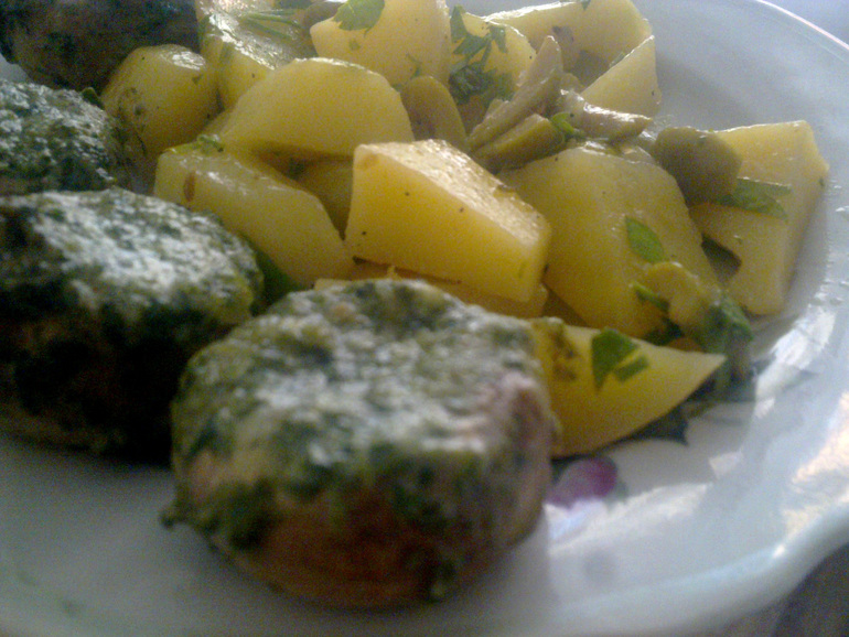 Картофель с оливками.