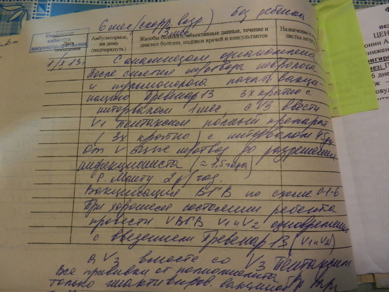 Календарь прививок.Пока карточка  дома.