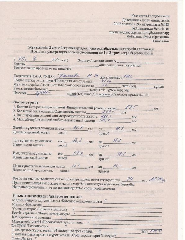 Узи в 32 недели