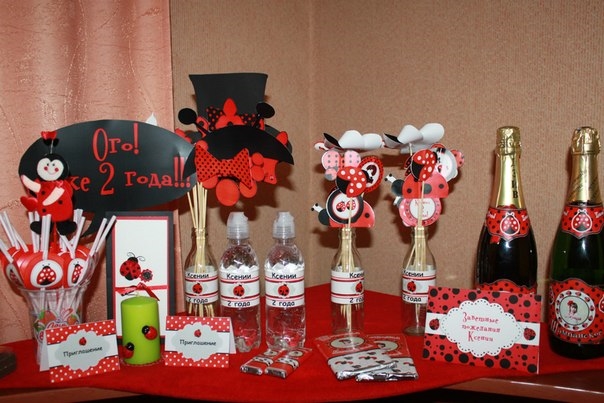 Оформление празника в стиле "божья коровка".