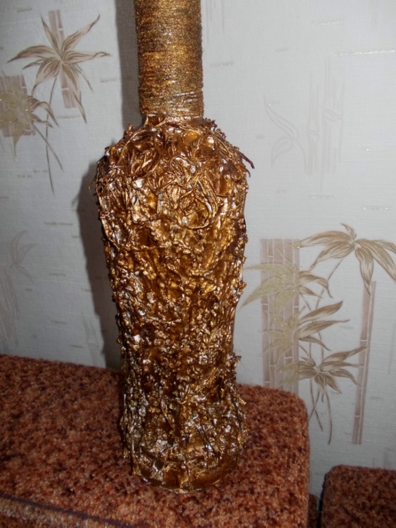 Бутылка в технике "Терра"
