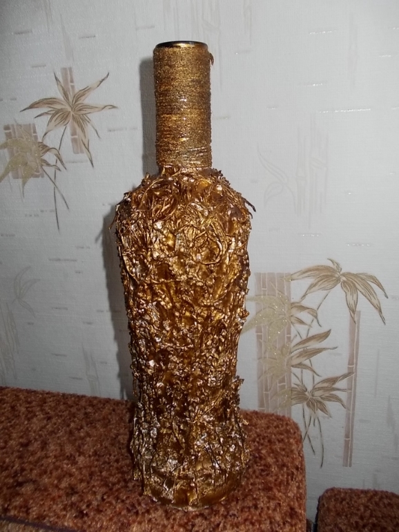 Бутылка в технике "Терра"