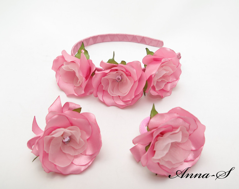 Детский комплект украшений для волос " Розовое облако "