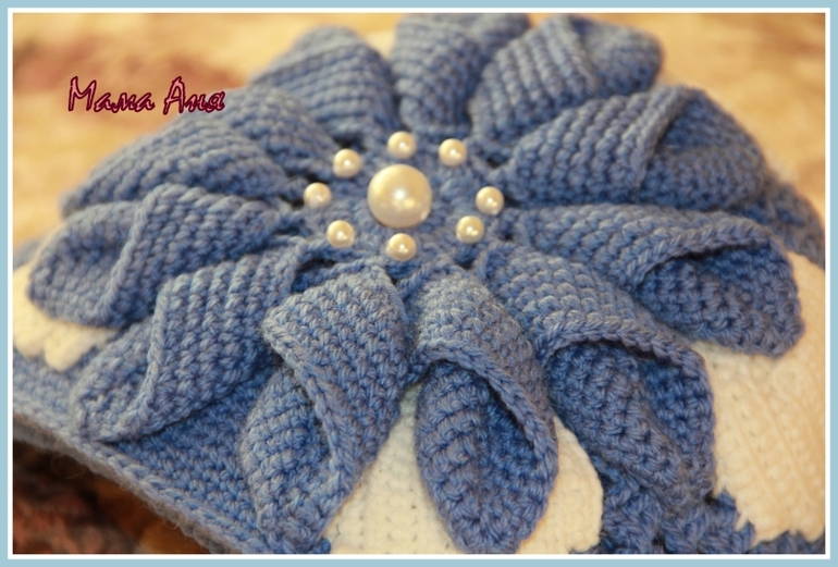 Повтор шапочки "Цветок олеандра" в комплекте с шарфиком