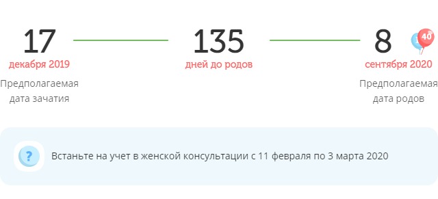 Калькулятор даты родов