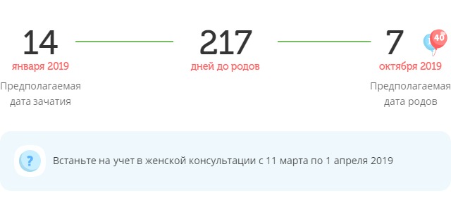 Калькулятор даты родов