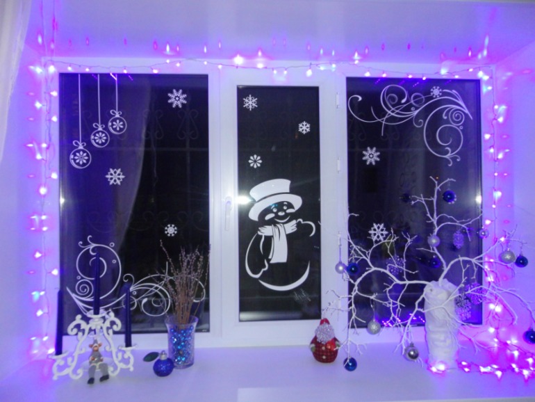 Украшение окна,новогоднее)