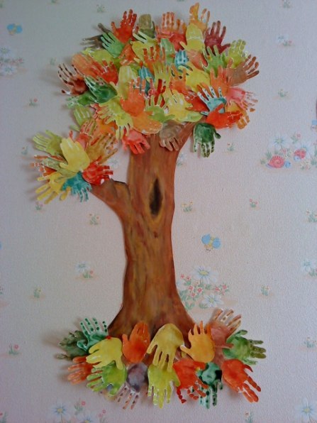 Осенние деревья из цветной бумаги