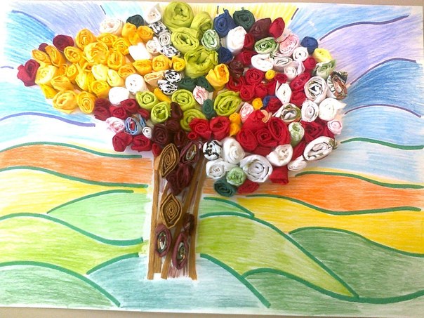 Осенние деревья из цветной бумаги