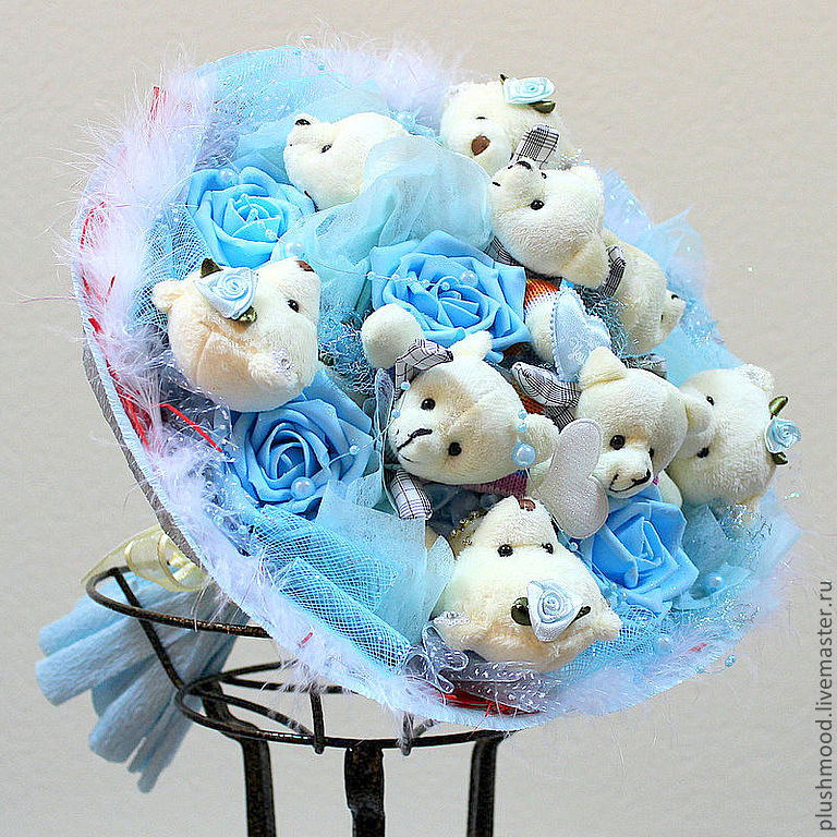 А делает ли кто-нибудь подобные букеты из мягких игрушек?