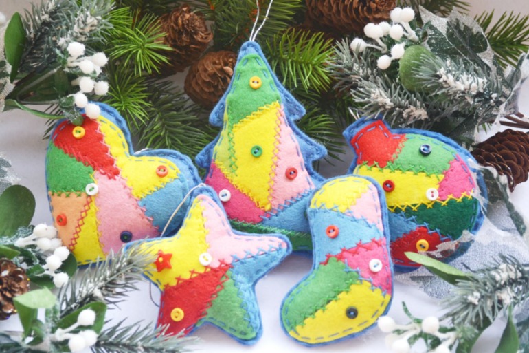 Набор елочных игрушек "Лоскутные"