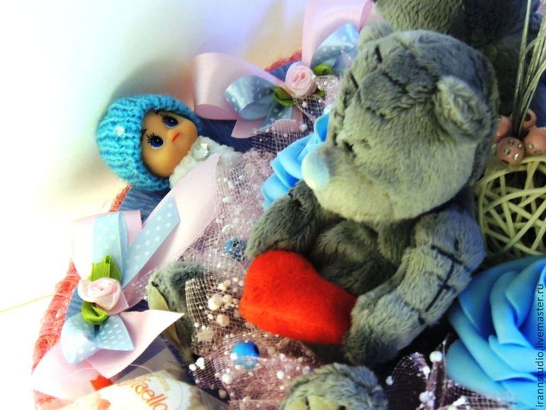 Букет из игрушек "Дочки & Сыночки" с конфетами