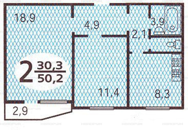 План квартиры п44 двушка