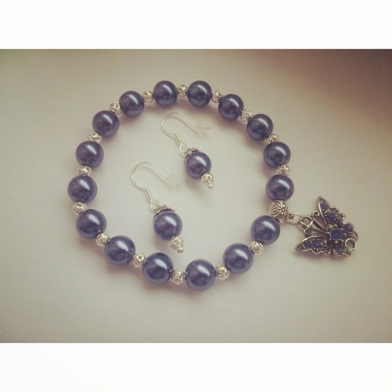 Комплект из синего жемчуга