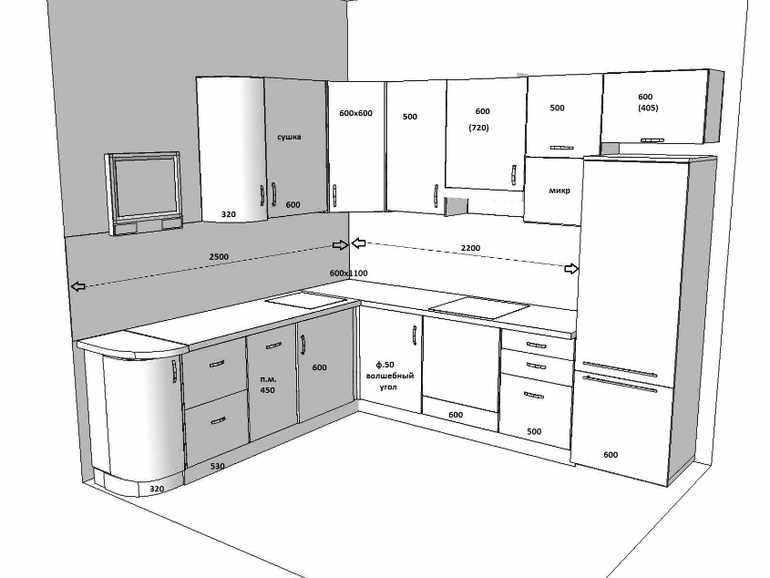 Кухня в проекции рисунок
